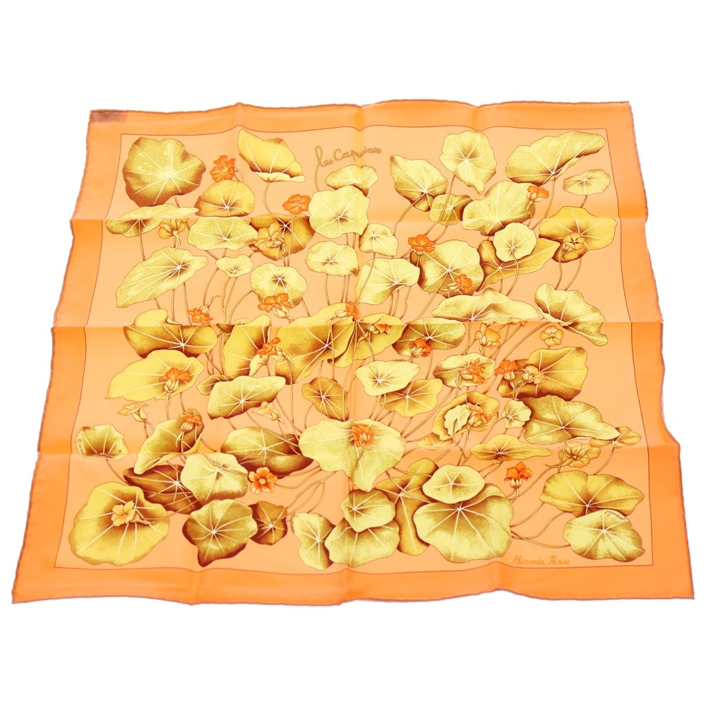 HERMES(エルメス) Silk Les Capucines Pocket Square シルク レ カプシーヌ ポケットチーフ オレンジ レディース