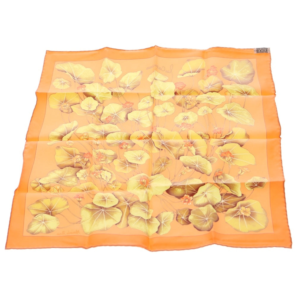 HERMES(エルメス) Silk Les Capucines Pocket Square シルク レ カプシーヌ ポケットチーフ オレンジ レディース