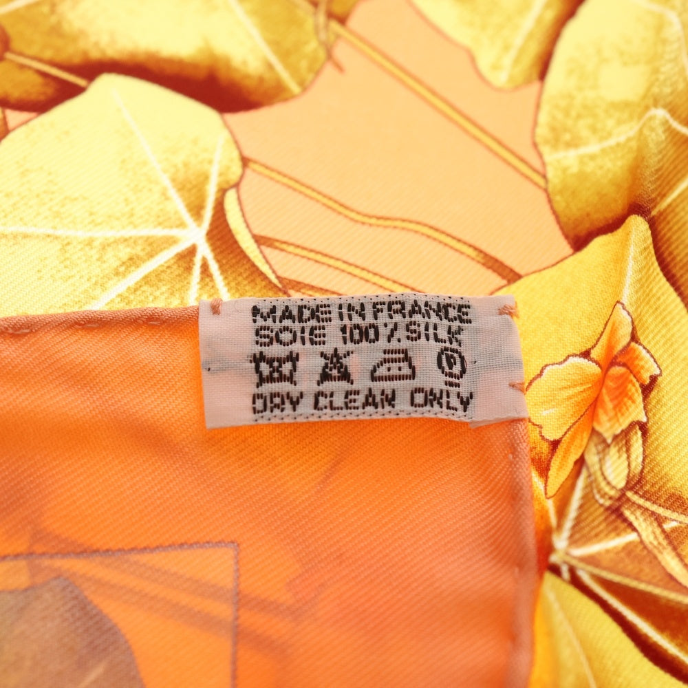 HERMES(エルメス) Silk Les Capucines Pocket Square シルク レ カプシーヌ ポケットチーフ オレンジ レディース