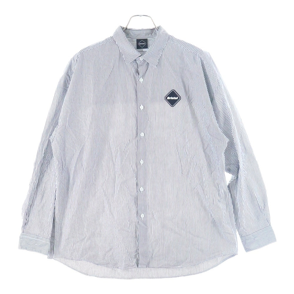 F.C.R.B./F.C.Real Bristol/FCRB(エフシーアールビー/エフシーレアルブリストル) BIG LOGO SHIRTS ストライプ長袖シャツ ホワイト/ブラック FCRB-250086