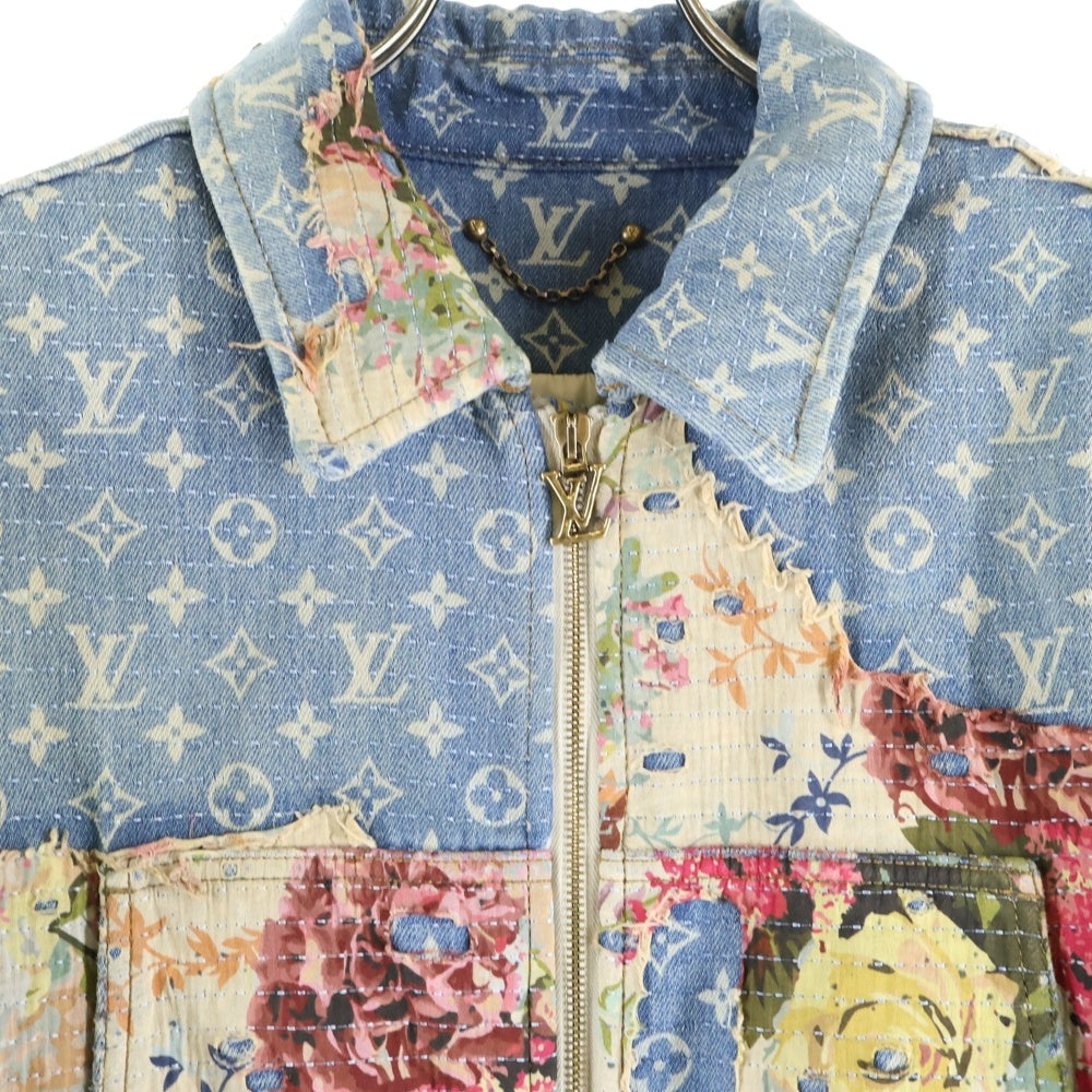 LOUIS VUITTON(ルイヴィトン) 22AW モノグラム フラワーデザイン デストロイ ワークウェア デニムジャケット インディゴ RM222 JF0 HNA90W RM222 JF0 HNA90W