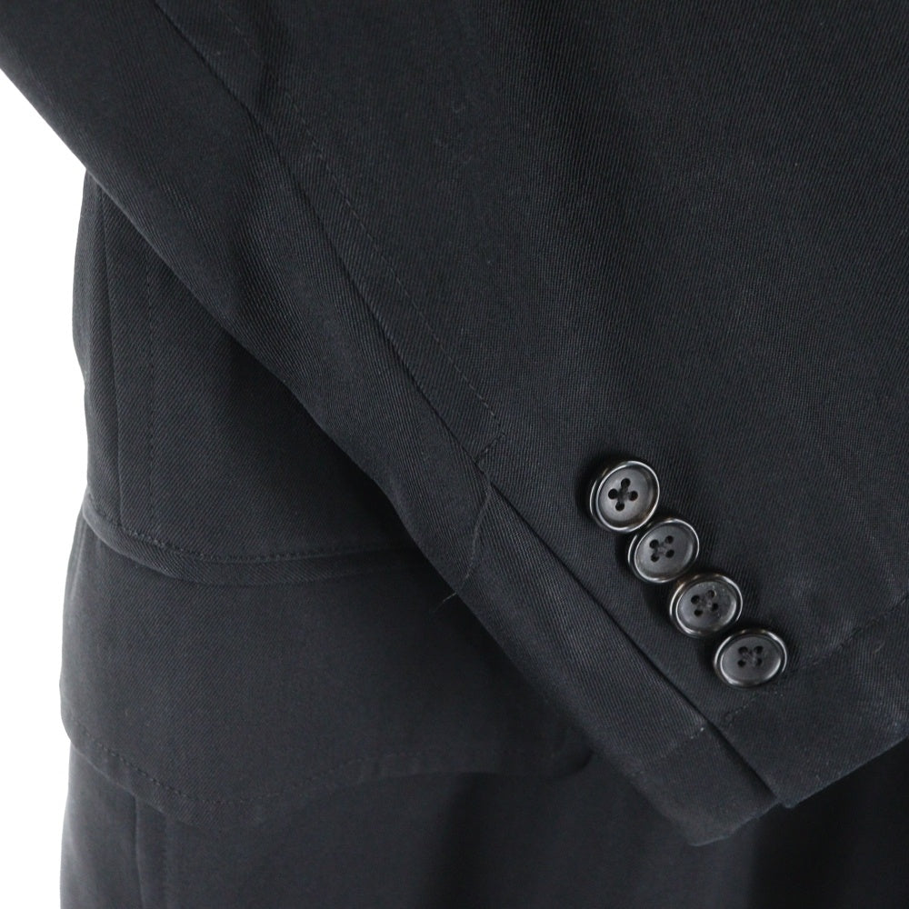 Yohji Yamamoto POUR HOMME(ヨウジヤマモト プールオム) 21SS REPLICA 89-90 EMRBOIDERY GABARDINE 2BUTTON SI レプリカ エンブロイダリー 2Bテーラードジャケット ブラック HD-J07-101