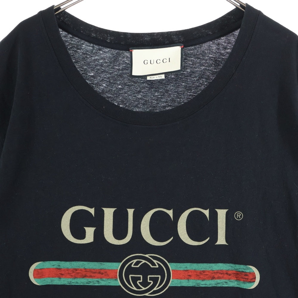 GUCCI(グッチ) Washed T-Shirt ウォッシュド加工 オーバーサイズ半袖Tシャツ ブラック 440103 X3F05