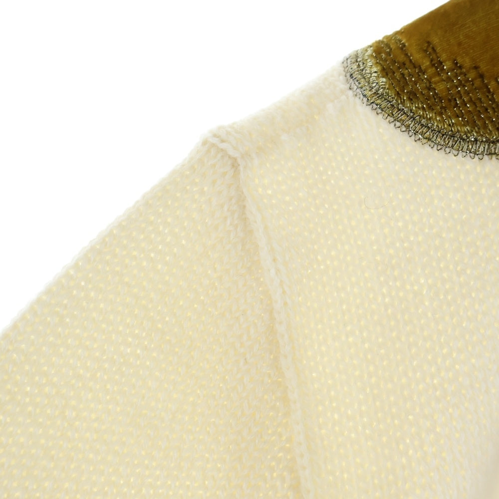 CELINE(セリーヌ) 23AW velvet coin Knit Sweater ベルベット コイン クルーネックニット セーター ホワイト/イエロー 2AD3T270W