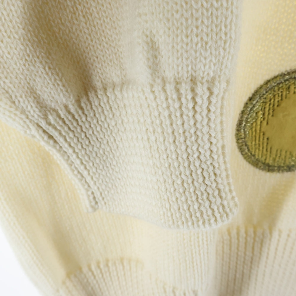 CELINE(セリーヌ) 23AW velvet coin Knit Sweater ベルベット コイン クルーネックニット セーター ホワイト/イエロー 2AD3T270W