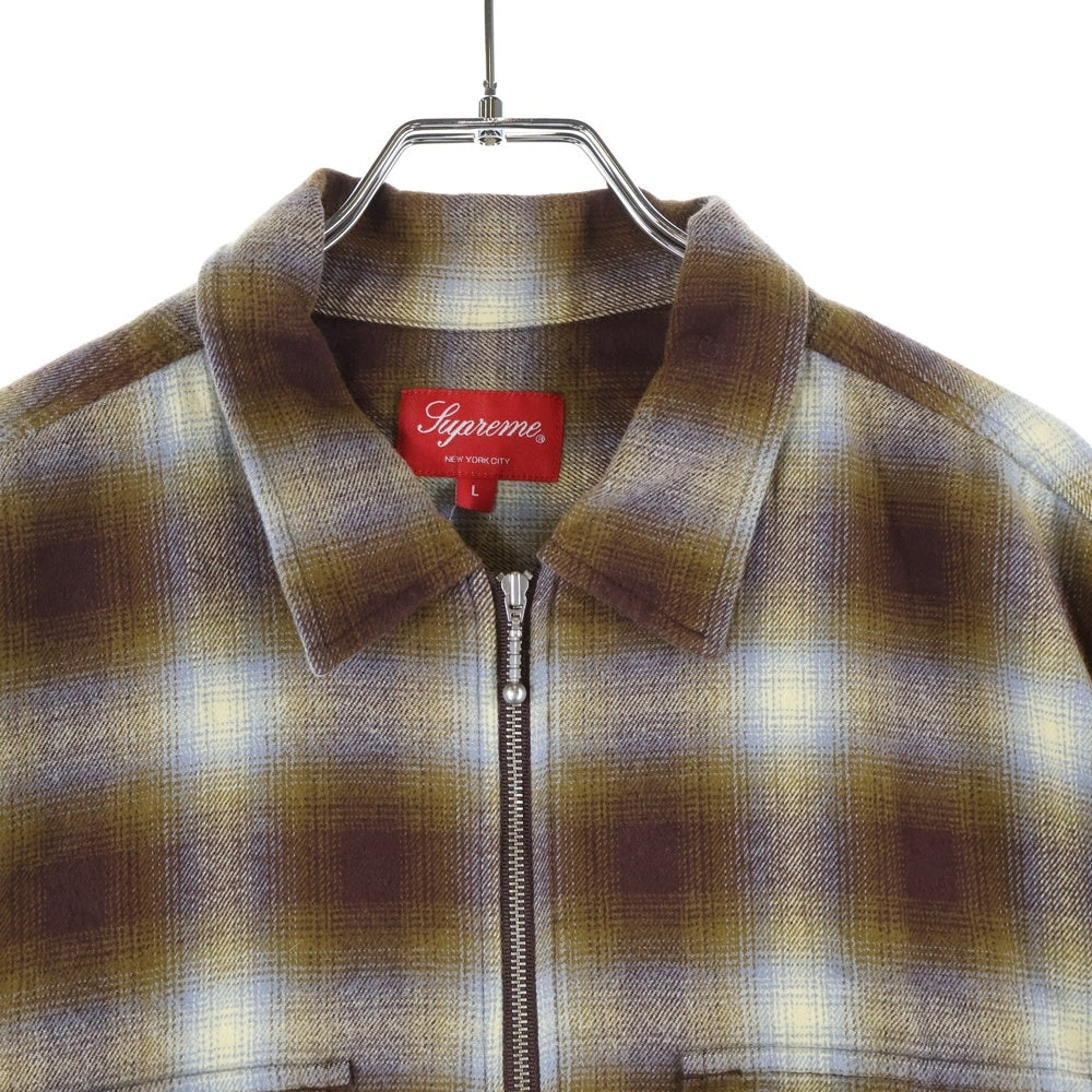 SUPREME(シュプリーム) Shadow Plaid Flannel Zip Up Shirt シャドウプレイドフランネルジップシャツ ブラウン