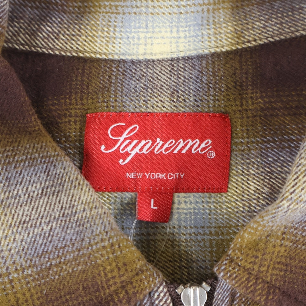 SUPREME(シュプリーム) Shadow Plaid Flannel Zip Up Shirt シャドウプレイドフランネルジップシャツ ブラウン