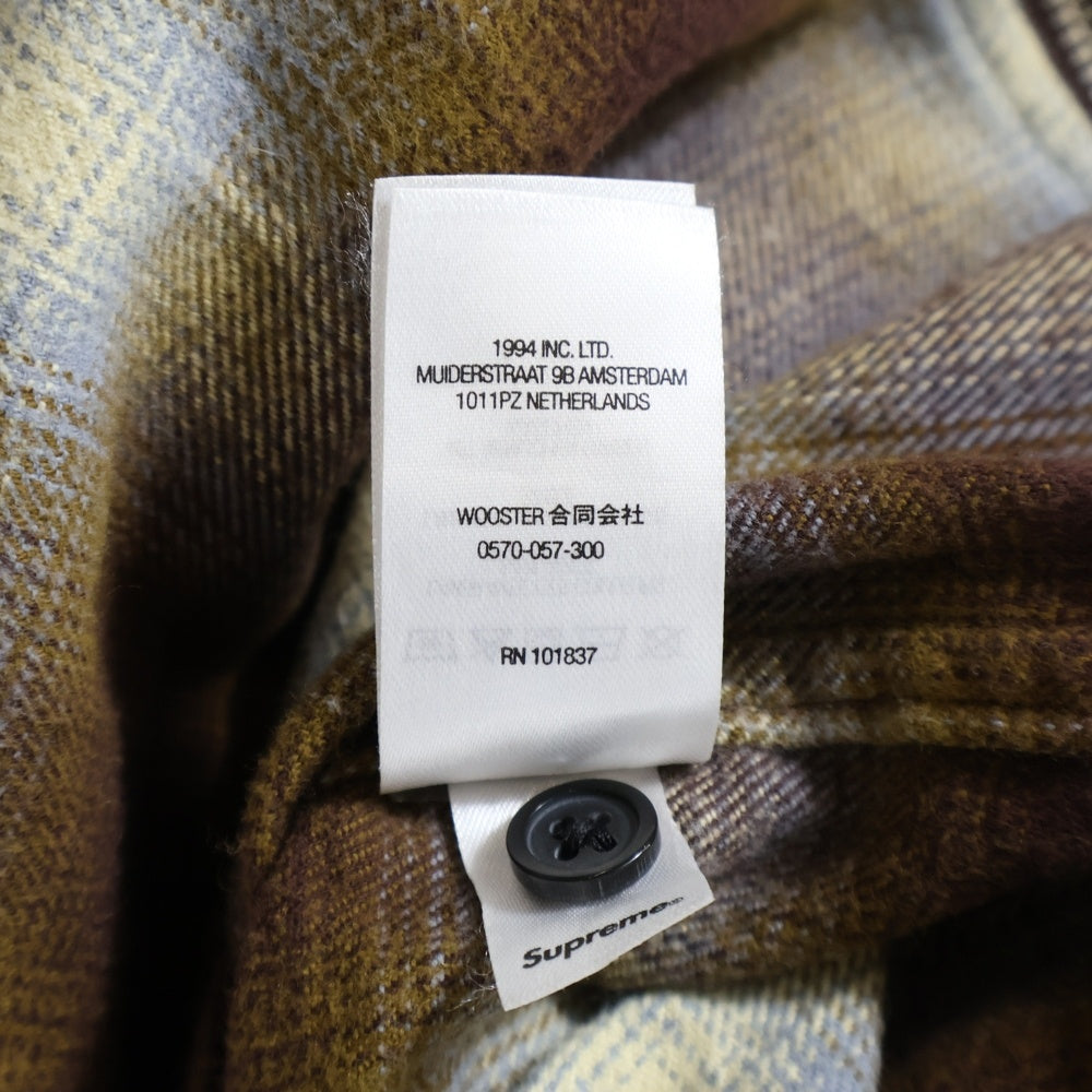 SUPREME(シュプリーム) Shadow Plaid Flannel Zip Up Shirt シャドウプレイドフランネルジップシャツ ブラウン