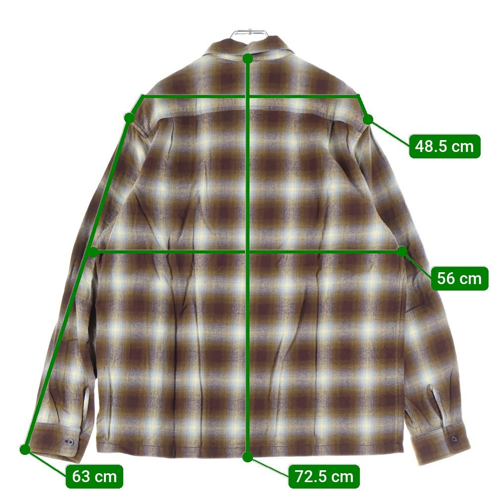 SUPREME(シュプリーム) Shadow Plaid Flannel Zip Up Shirt シャドウプレイドフランネルジップシャツ ブラウン