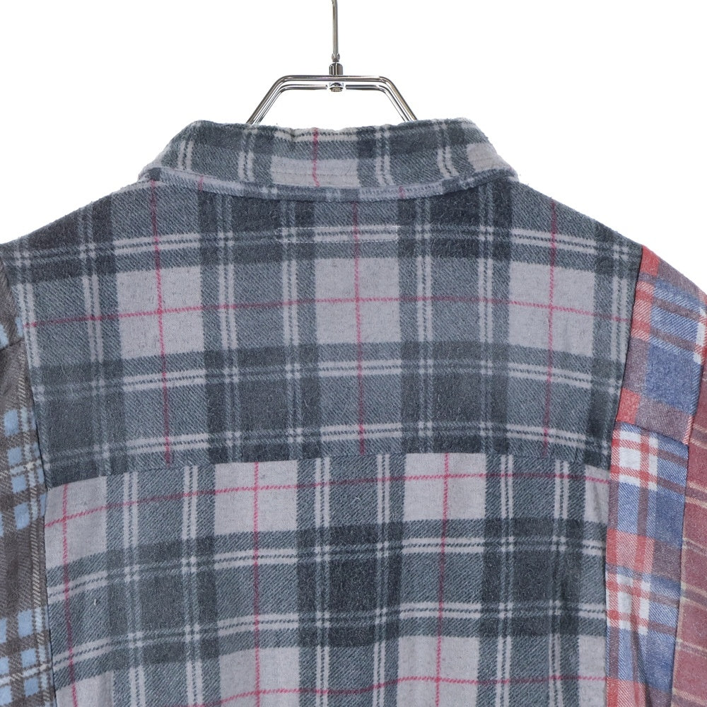 Rebuild by needles(リビルドバイニードルス) Flannnel Ribbon Wide Shirt 再構築 パッチワーク フランネル リメイク チェック 長袖シャツ マルチ LQ308
