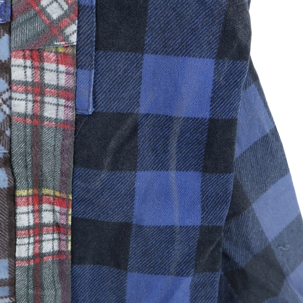 Rebuild by needles(リビルドバイニードルス) Flannnel Ribbon Wide Shirt 再構築 パッチワーク フランネル リメイク チェック 長袖シャツ マルチ LQ308