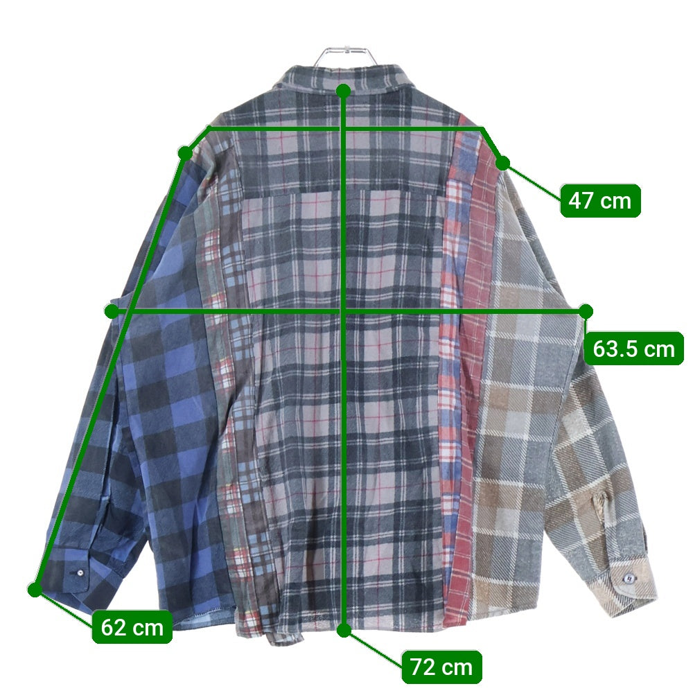 Rebuild by needles(リビルドバイニードルス) Flannnel Ribbon Wide Shirt 再構築 パッチワーク フランネル リメイク チェック 長袖シャツ マルチ LQ308