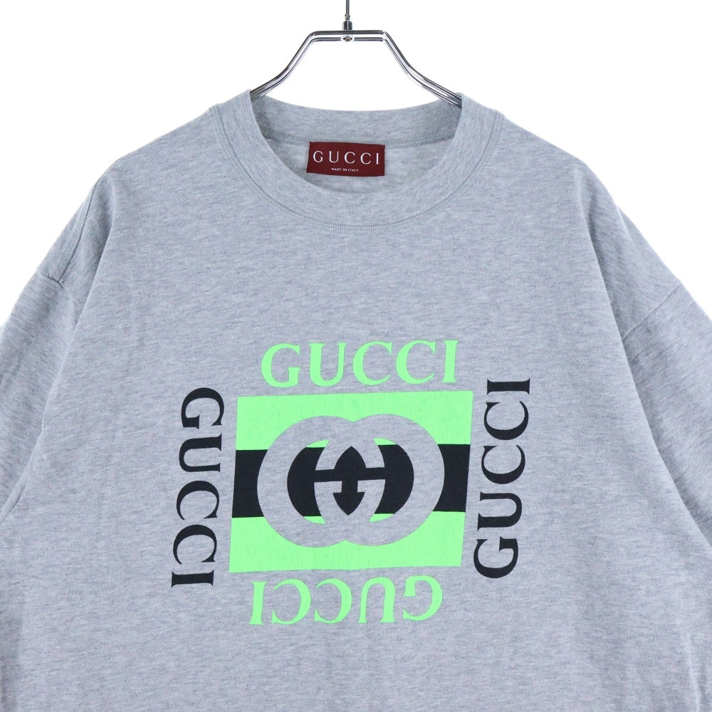 GUCCI(グッチ) ロゴプリント 半袖Tシャツ カットソーグレー 784361 XJGNA