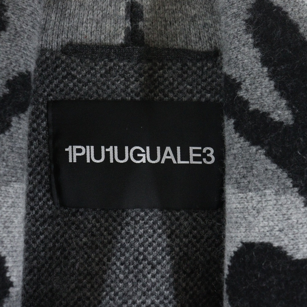 1 PIU 1 UGUALE 3(ウノピゥウノウグァーレトレ) FRINGE ROPE GOWN カモ柄 フリンジ ロープガウン ウールニット セーター グレー/ブラック MRK157 WCA022