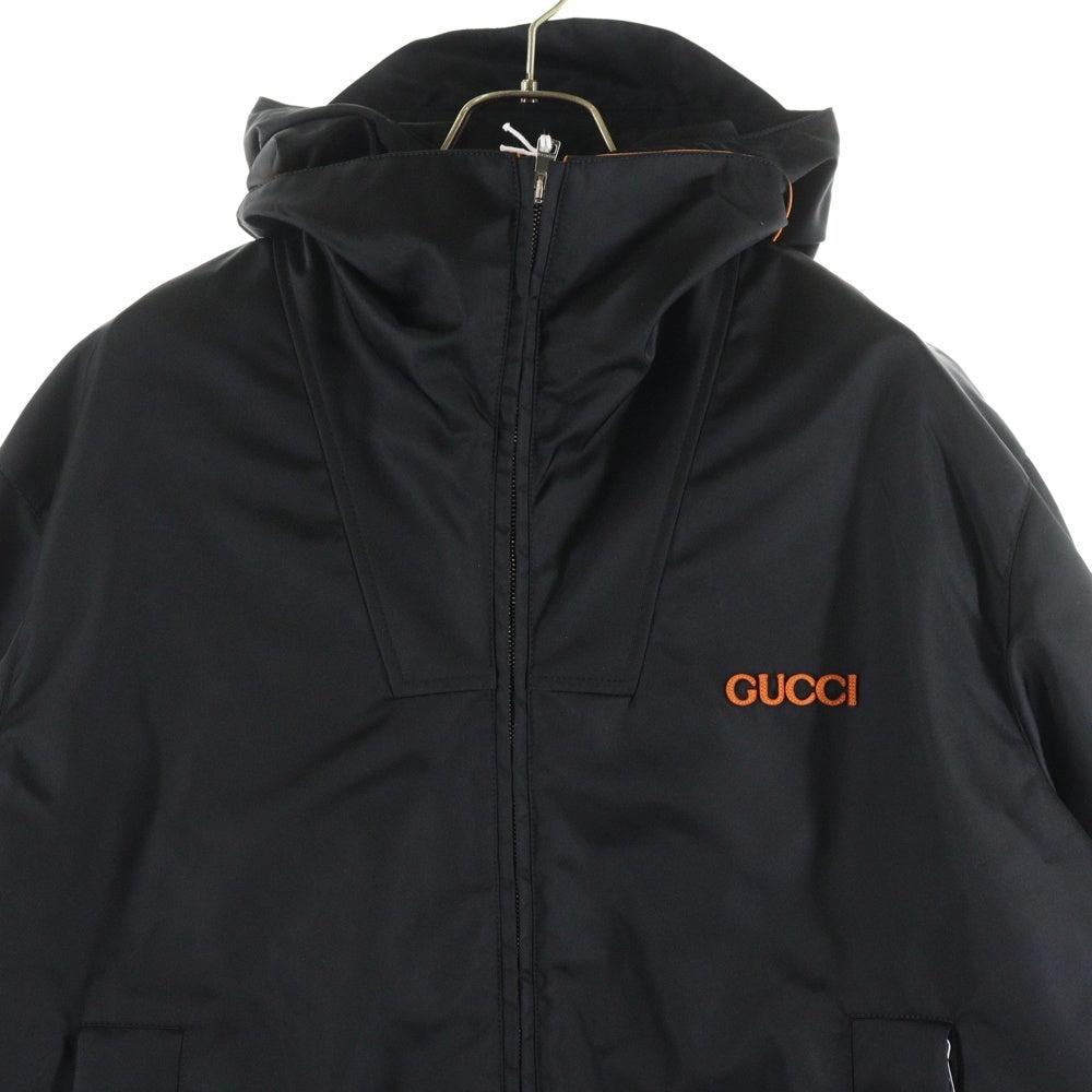 GUCCI(グッチ) ロゴ刺繍 ナイロン ツイルジャケット ブルゾン ブラック 804964