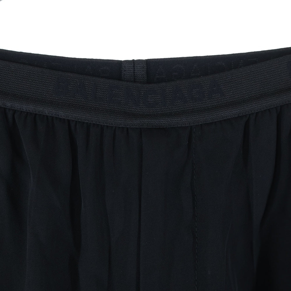 BALENCIAGA(バレンシアガ) Logo Elasticated Waist Wide Leg Trousers ウエストロゴ ワイドイージーパンツ ブラック 675482 TJO25