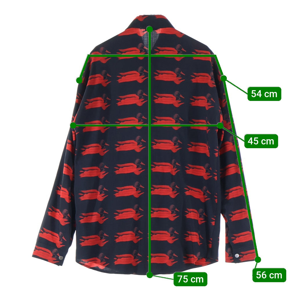 BURBERRY(バーバリー) 総柄デザイン ウール長袖シャツ レッド 8077847