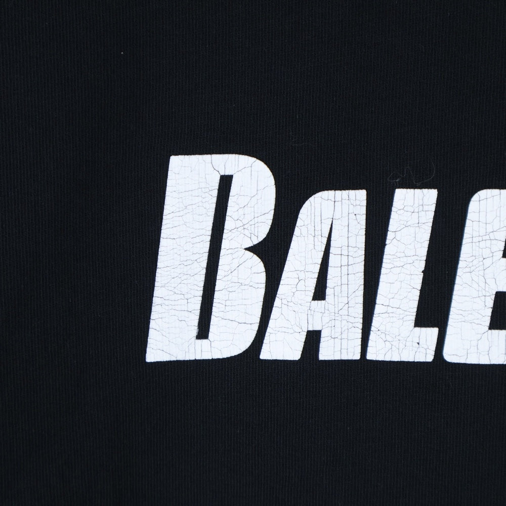 BALENCIAGA(バレンシアガ) 22AW Destroyed Logo-Print Hoodie デストロイダメージ加工 ロゴプリント スウェット プルオーバーパーカー フーディー ブラック 729361 TNVL2