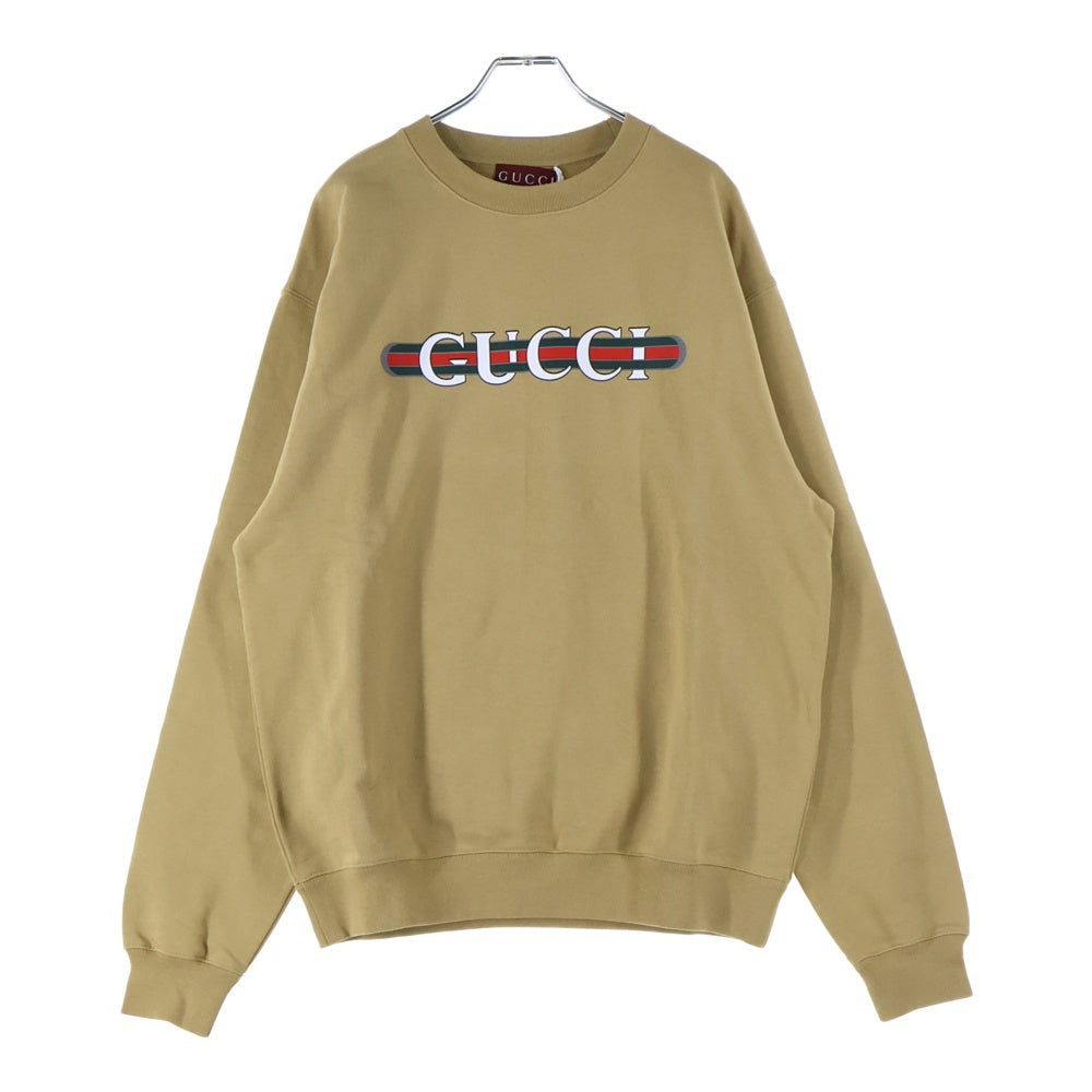 GUCCI(グッチ) ロゴプリント クルーネックスウェット トレーナー ブラウン 784413