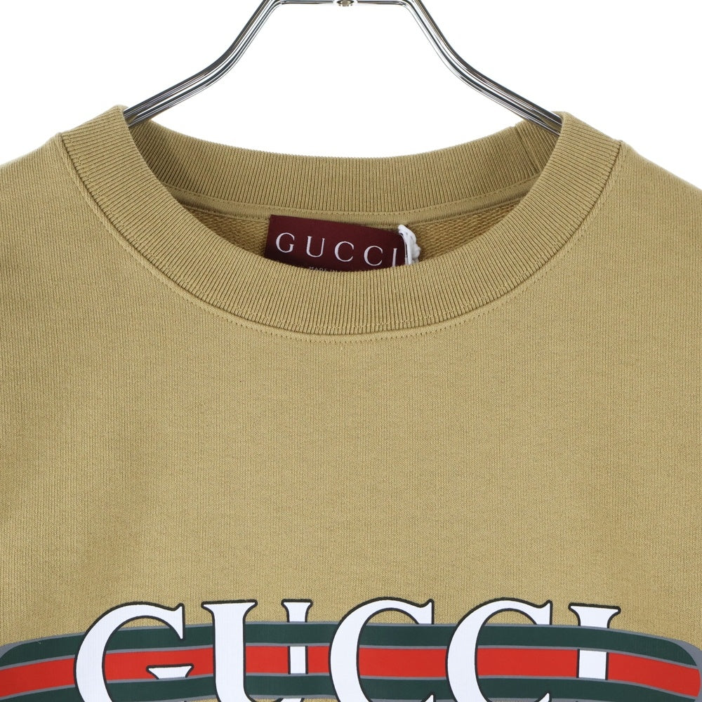 GUCCI(グッチ) ロゴプリント クルーネックスウェット トレーナー ブラウン 784413