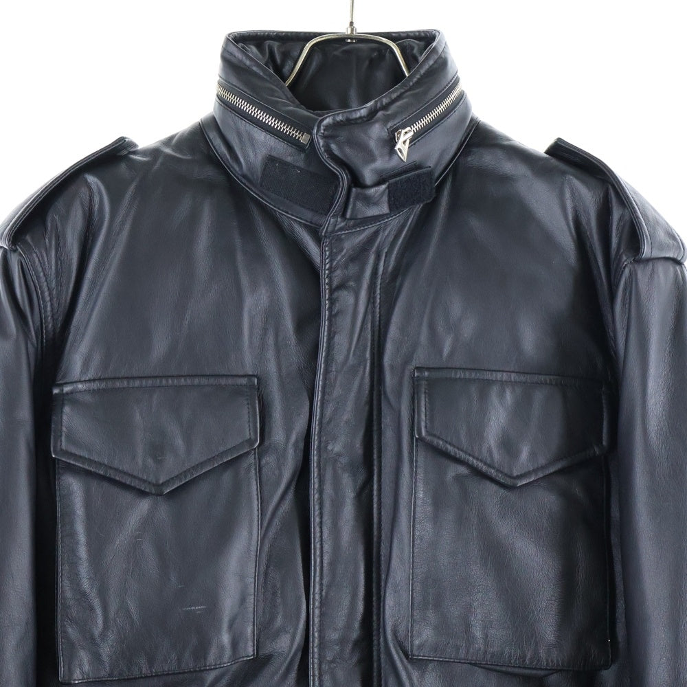 A BATHING APE(アベイシングエイプ) カウハイド マルチポケット レザージャケット ブルゾン ブラック