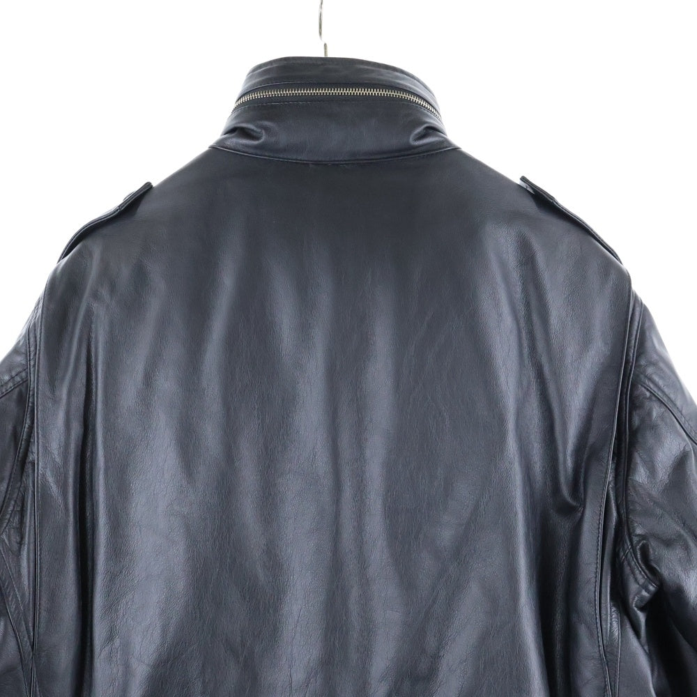A BATHING APE(アベイシングエイプ) カウハイド マルチポケット レザージャケット ブルゾン ブラック