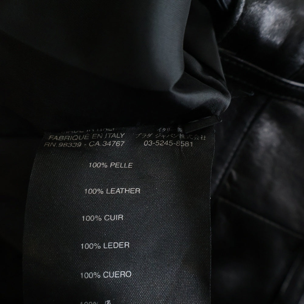 PRADA(プラダ) レザー ストレートパンツ ブラック