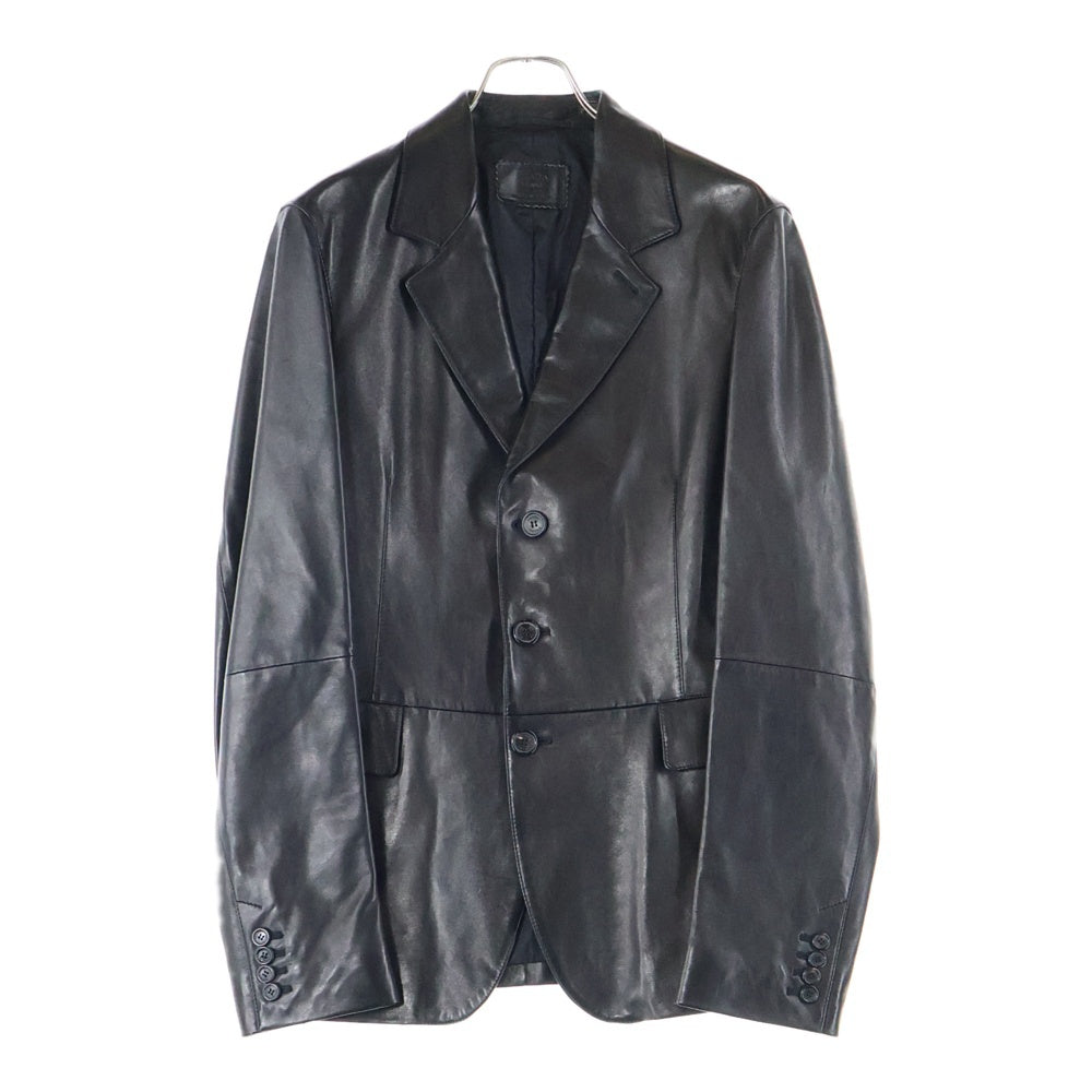 PRADA(プラダ) 3B レザー シングルテーラードジャケット ブラック