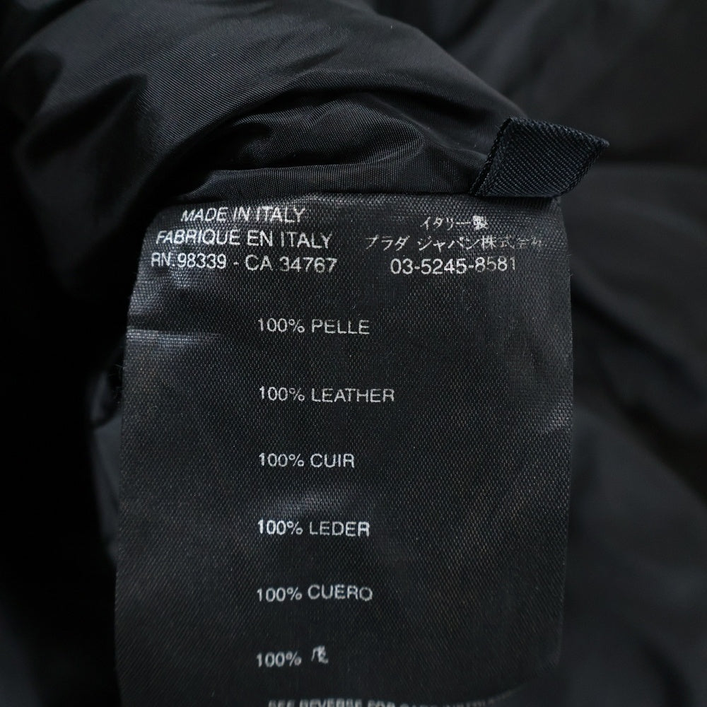 PRADA(プラダ) 3B レザー シングルテーラードジャケット ブラック