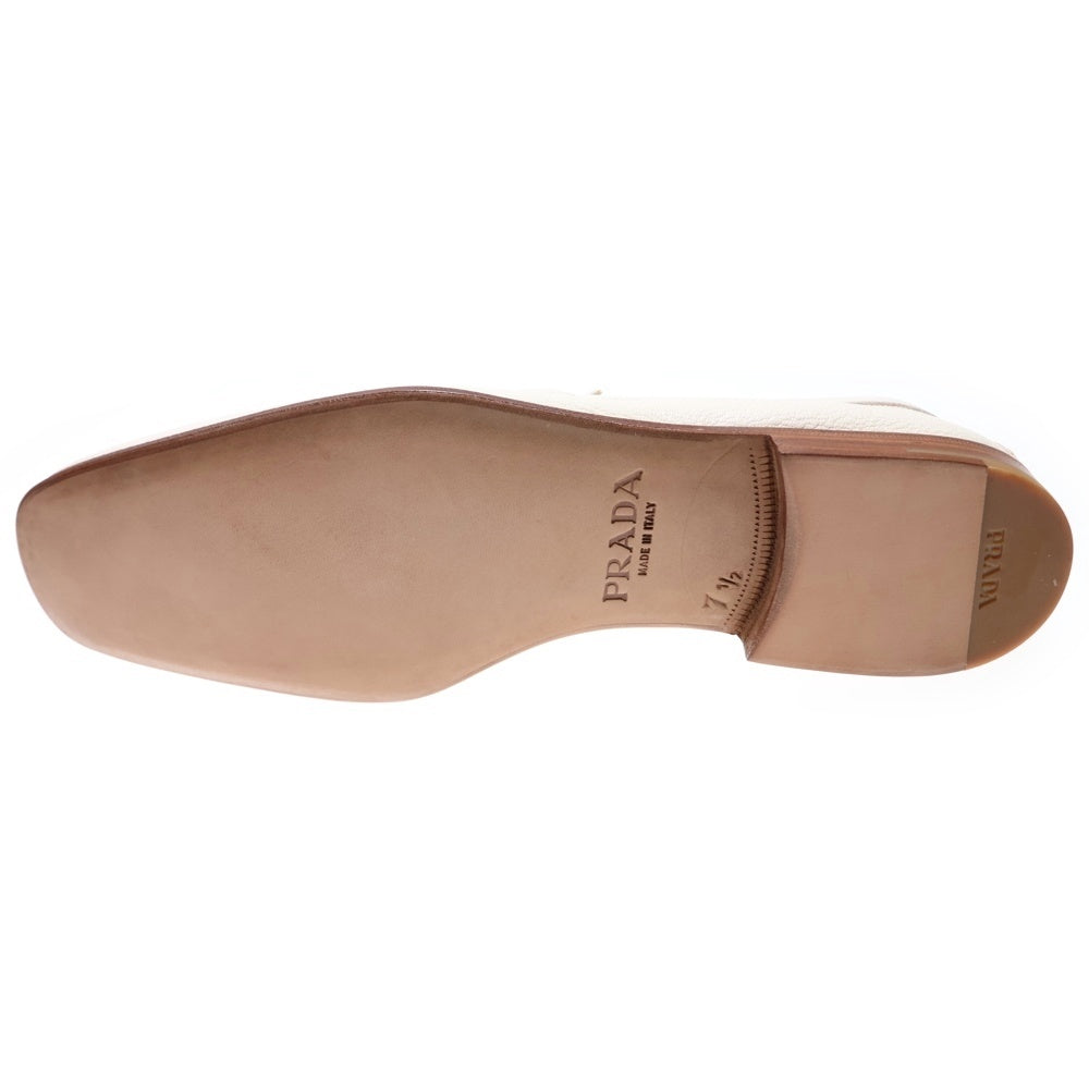 PRADA(プラダ) ウッドソール レザーローファー ローカットシューズ ホワイト