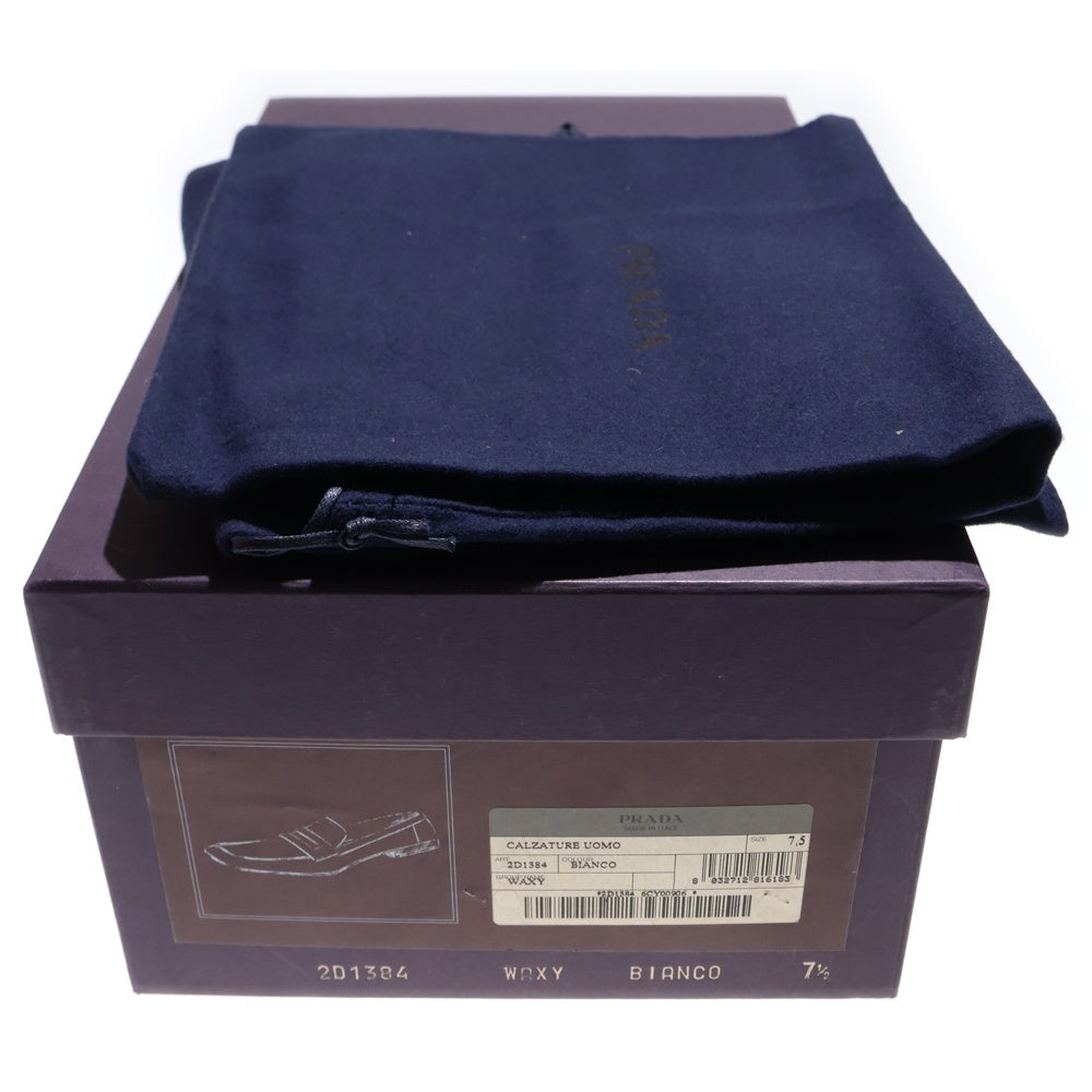 PRADA(プラダ) ウッドソール レザーローファー ローカットシューズ ホワイト