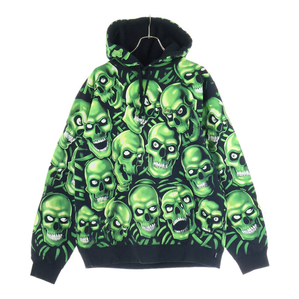 SUPREME(シュプリーム) 18SS Skull pile Hooded スカル パイル プルオーバーパーカー ブラック/グリーン