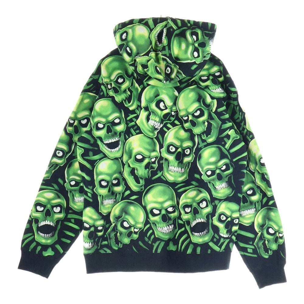 SUPREME(シュプリーム) 18SS Skull pile Hooded スカル パイル プルオーバーパーカー ブラック/グリーン