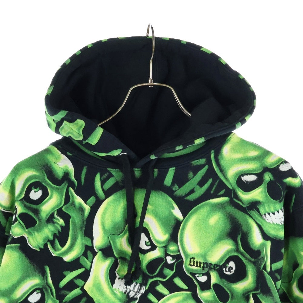 SUPREME(シュプリーム) 18SS Skull pile Hooded スカル パイル プルオーバーパーカー ブラック/グリーン