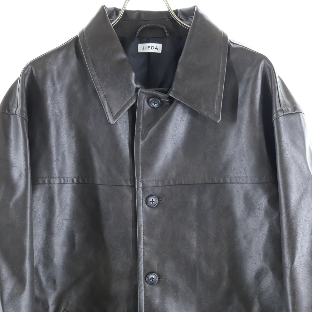 Jieda(ジエダ) FAKE LEATHER CAR COAT フェイクレザー カーコート ジャケット ブラウン JIE-ST54