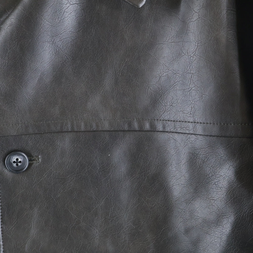 Jieda(ジエダ) FAKE LEATHER CAR COAT フェイクレザー カーコート ジャケット ブラウン JIE-ST54