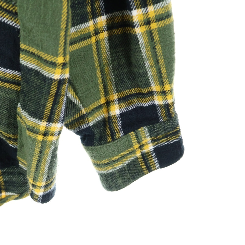 F.C.R.B./F.C.Real Bristol/FCRB(エフシーアールビー/エフシーレアルブリストル) FLANNEL BIG LOGO BAGGY SHIRT フランネルチェックシャツ グリーン/イエロー FCRB-242092