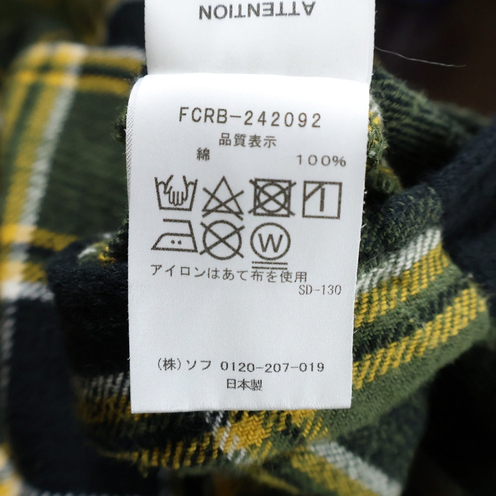 F.C.R.B./F.C.Real Bristol/FCRB(エフシーアールビー/エフシーレアルブリストル) FLANNEL BIG LOGO BAGGY SHIRT フランネルチェックシャツ グリーン/イエロー FCRB-242092