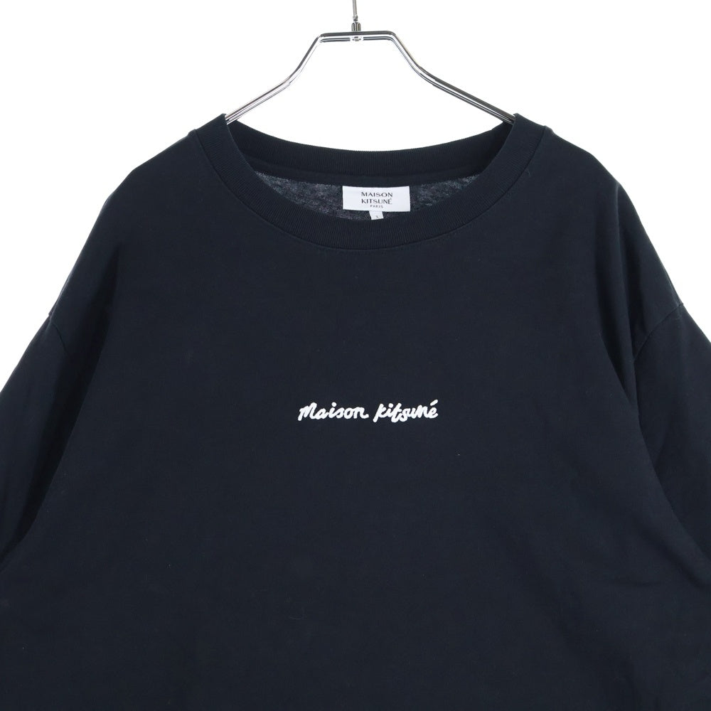 MAISON KITSUNE(メゾンキツネ) ロゴ刺繍 半袖Tシャツ カットソー ブラック OM00122KJ0119