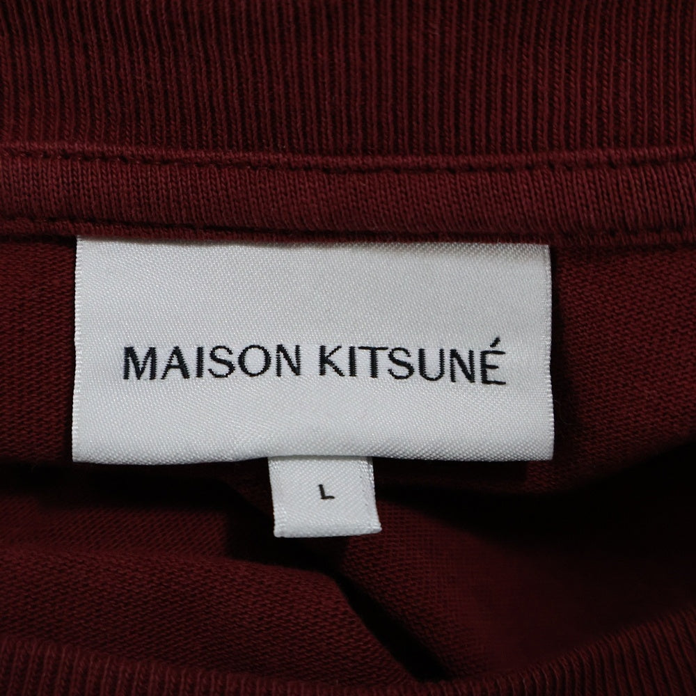 MAISON KITSUNE(メゾンキツネ) BOLD FOX HEAD PATCH OVERSIZE TEE フォックスヘッドパッチ 半袖Tシャツ カットソー ボルドー LM00107KJ0119