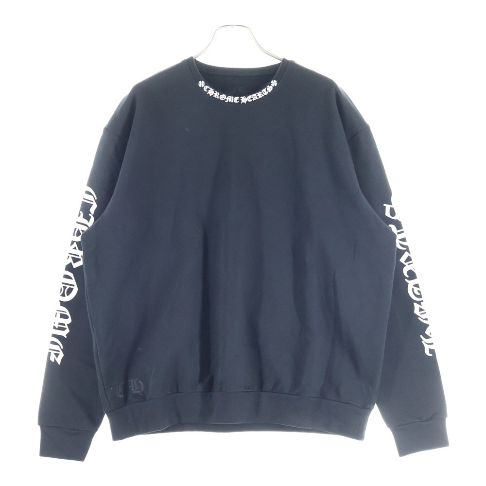 CHROME HEARTS(クロムハーツ) SWTSHRT PLVR ネックロゴプリント クルーネックスウェットトレーナー ブラック