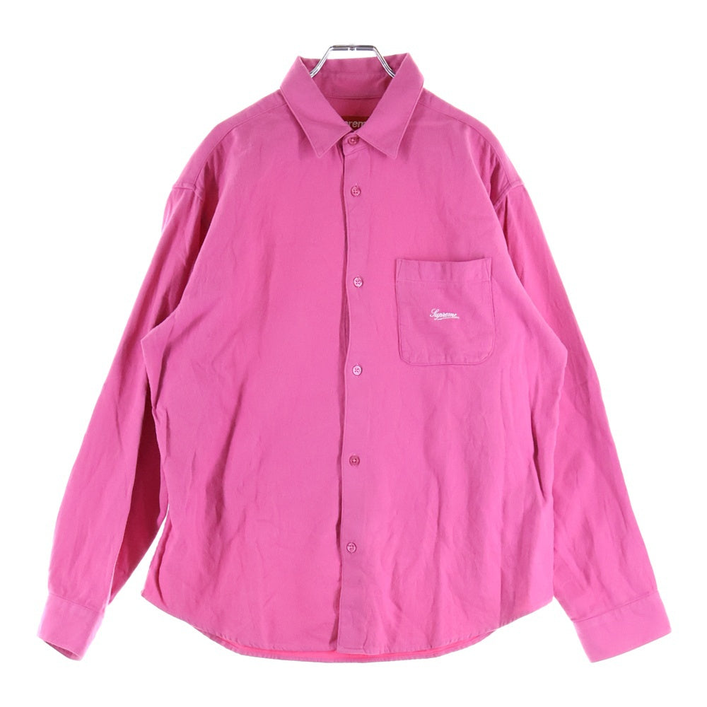 SUPREME(シュプリーム) 23AW FLANNEL SHIRT ロゴ刺繍 フランネルシャツ 長袖シャツ ピンク