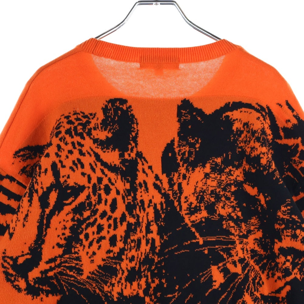SUPREME(シュプリーム) 23AW Big Cats Jacquard L/S Top ジャガード刺繍 クルーネックセーター ニット オレンジ