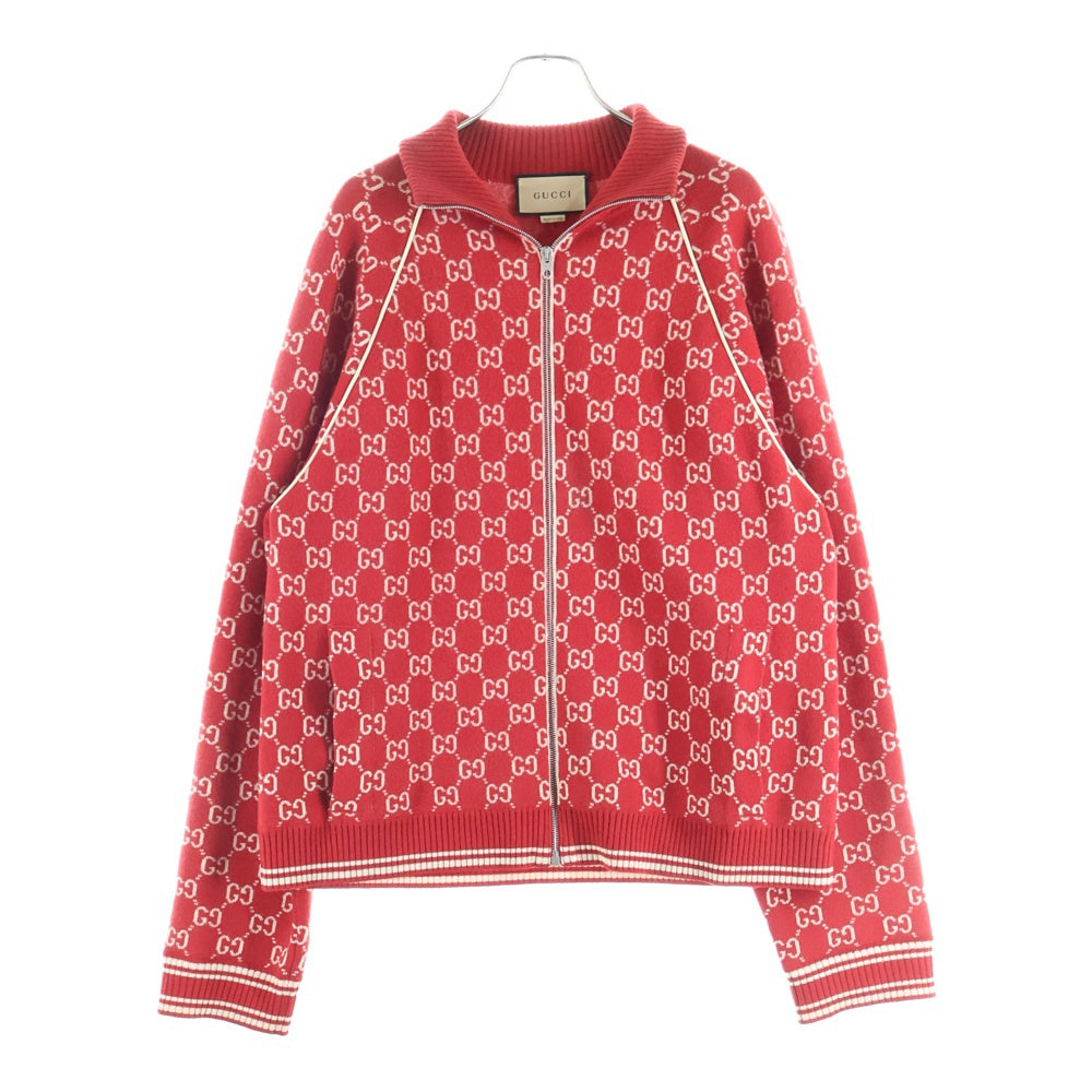 GUCCI(グッチ) 21AW GGスプリーム カシミヤ ジップアップニット レッド 645239