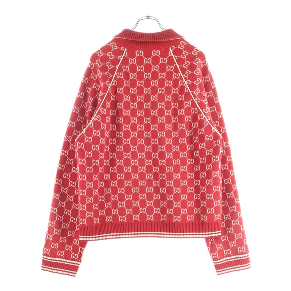 GUCCI(グッチ) 21AW GGスプリーム カシミヤ ジップアップニット レッド 645239