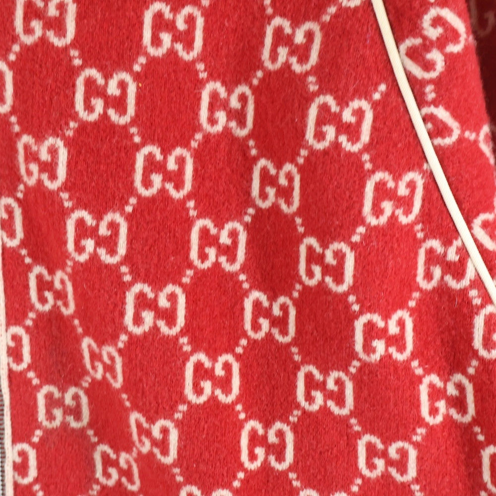 GUCCI(グッチ) 21AW GGスプリーム カシミヤ ジップアップニット レッド 645239