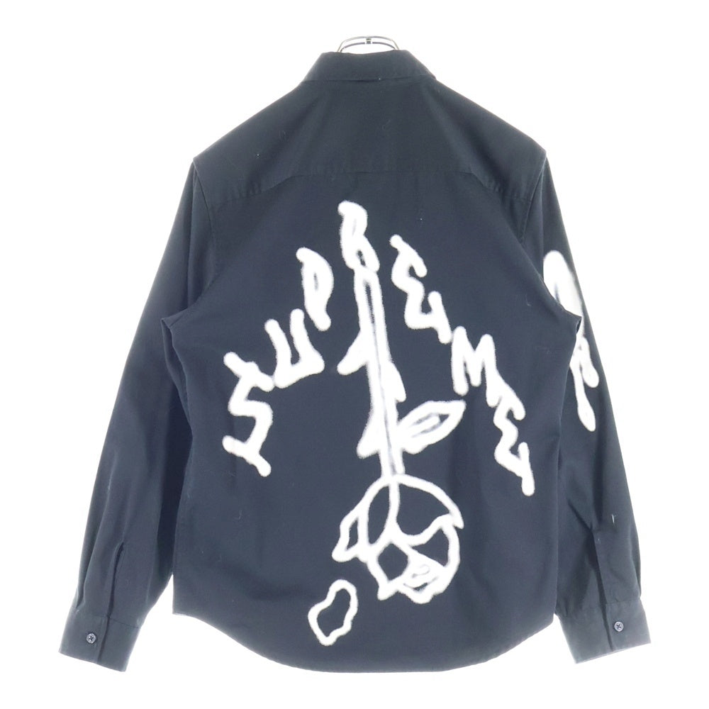 SUPREME(シュプリーム) 18AW Rose L/S Work Shirt ローズプリント ワークシャツ 長袖シャツ ブラック