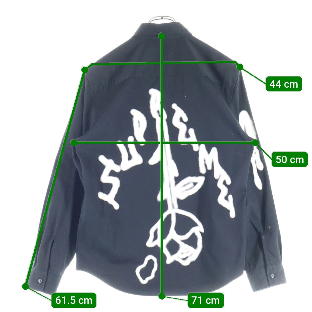 SUPREME(シュプリーム) 18AW Rose L/S Work Shirt ローズプリント ワークシャツ 長袖シャツ ブラック