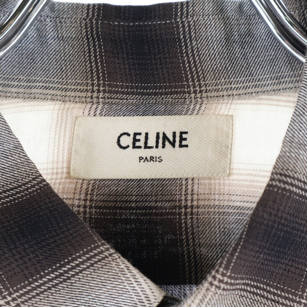 CELINE(セリーヌ) オンブレチェック レーヨン長袖シャツ ブラック 2C154878D