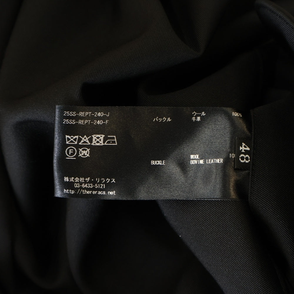 THE RERACS(ザ リラクス) 25SS ベルト付き フロントタック スラックスパンツ ブラック 25SS-REPT-240-J